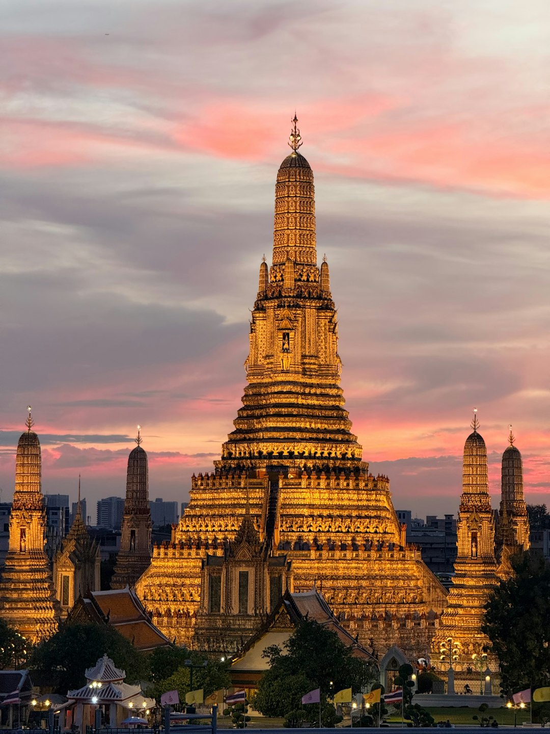 Thailand temple at sunset